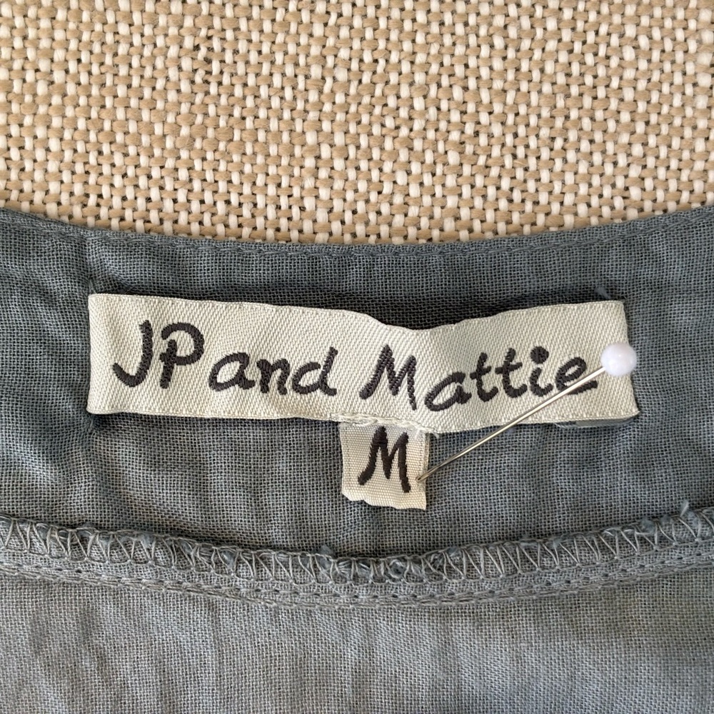 JP And Mattie ‘Charlotte’ Dress Gray Blue Cotton Pintucks Ruffles Cottagecore M - Picture 8 of 9